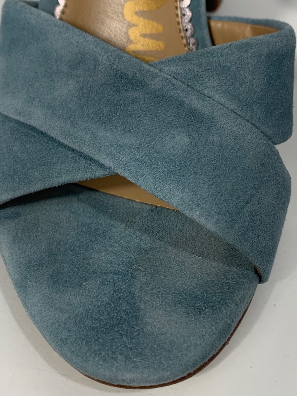 Sam Edelman Signature Collection Yenna Suede Heels Seafoam Blue Size 9 - Picture 4 of 11